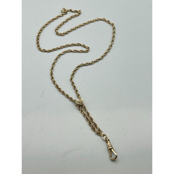 Antique Gold Filled Victorian Watch Locket Chain Opera Necklace Swivel Clip - Picture 2 of 7